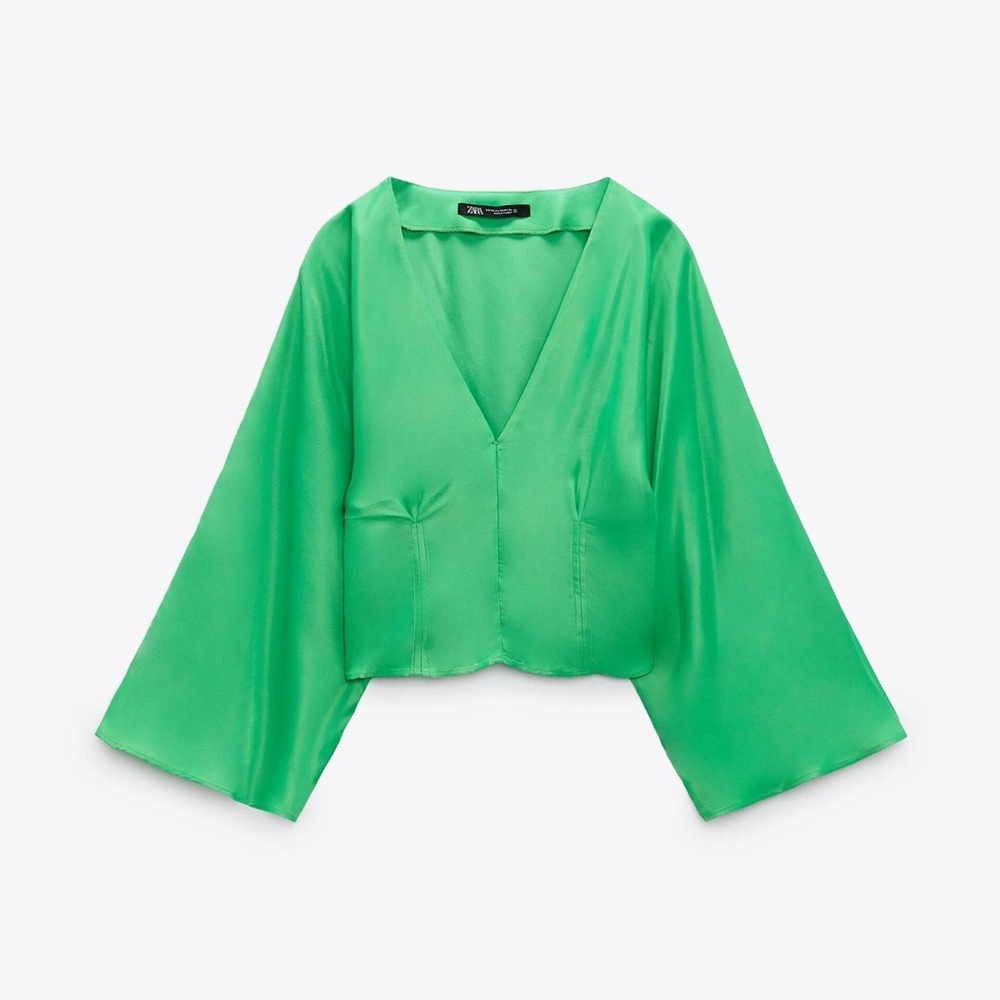 ZARA satin green top